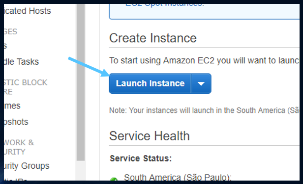 Clique em Launch Instance
