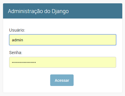 Tela de login do django