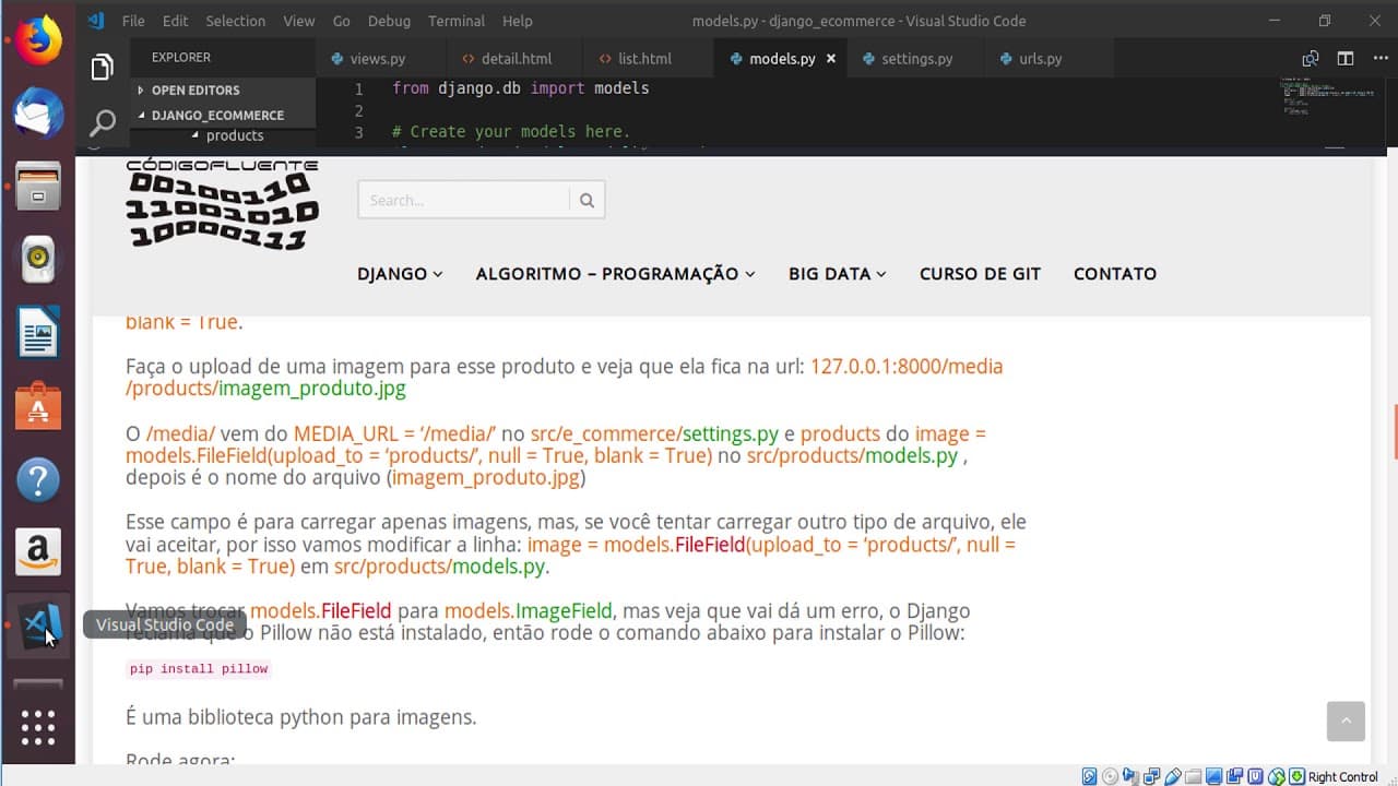 Aula 10 - Loja Online - Ecommerce - Django -  Image field - File field