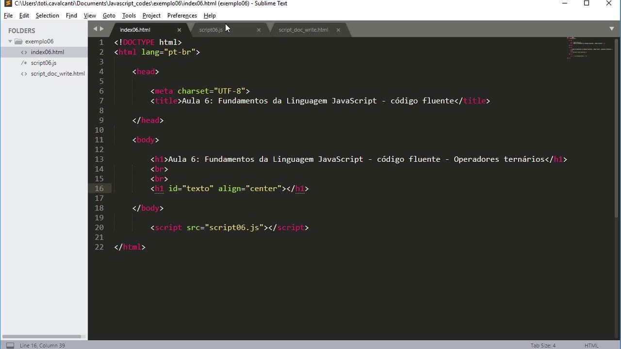 06 - Javascript - Operador ternário