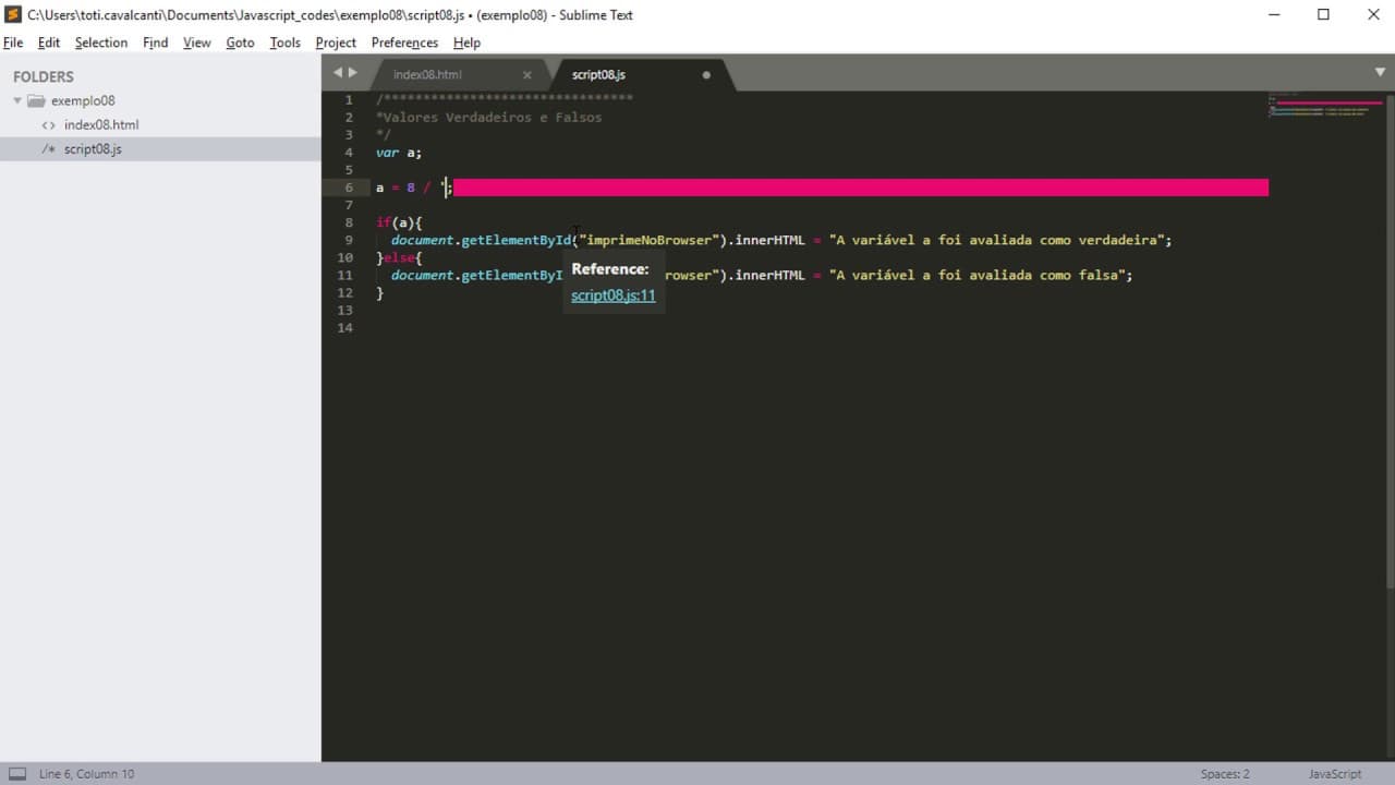 08 - Javascript - valores considerados falsos no javascript