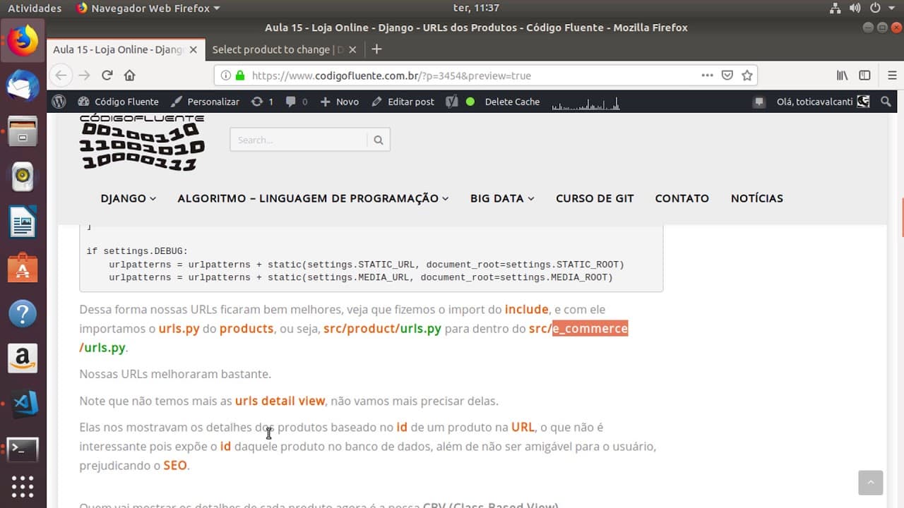 Aula 15 - Loja Online - Django - URLs dos Produtos