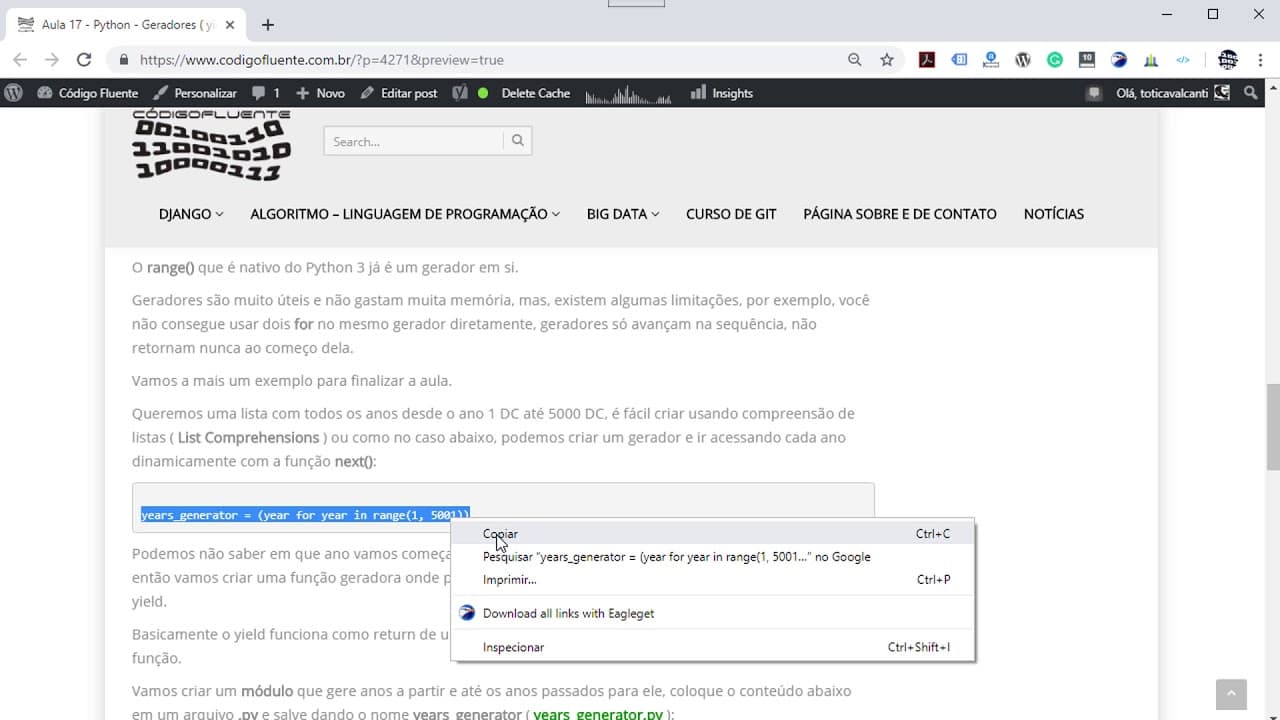 Aula 17 - Python - Geradores ( yield )