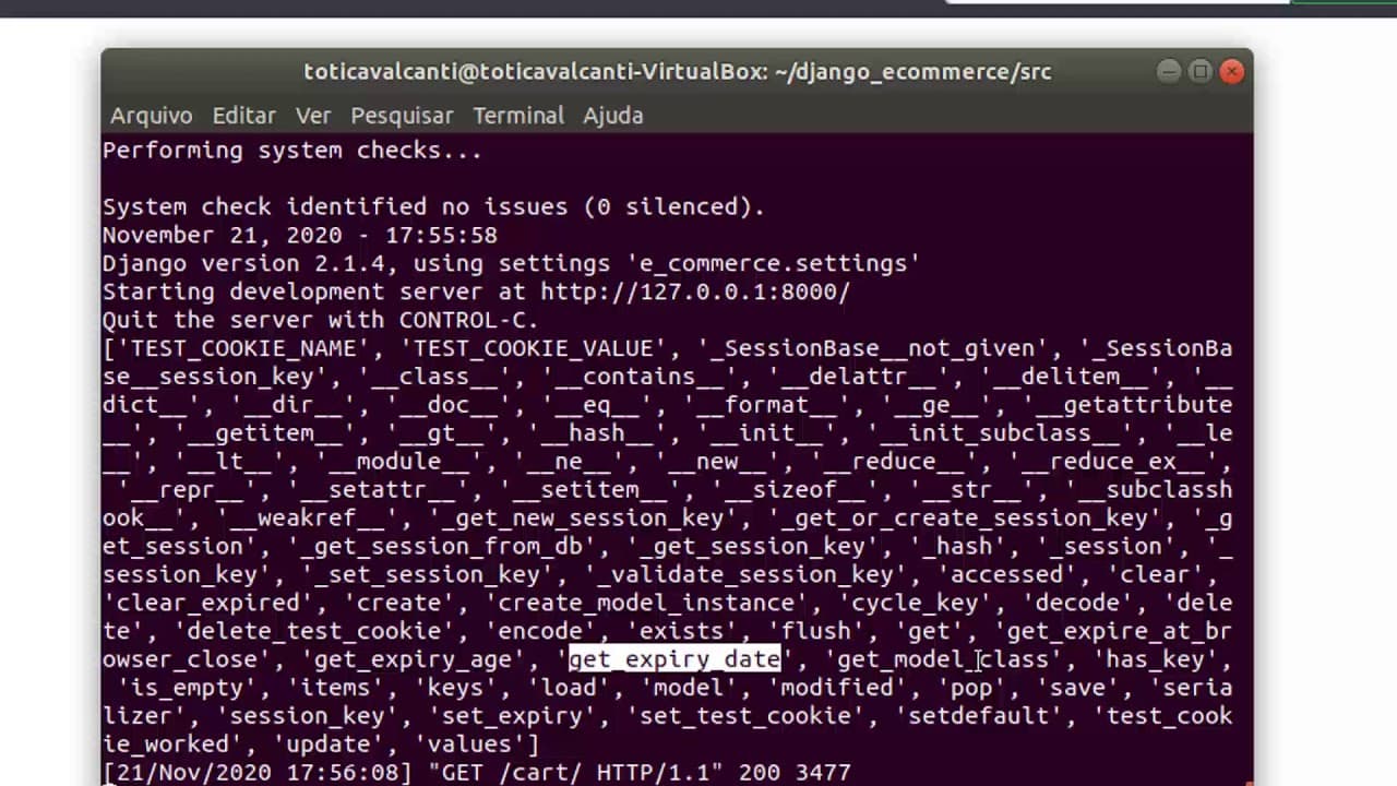Aula 40 - Loja Online - Django - Sessões