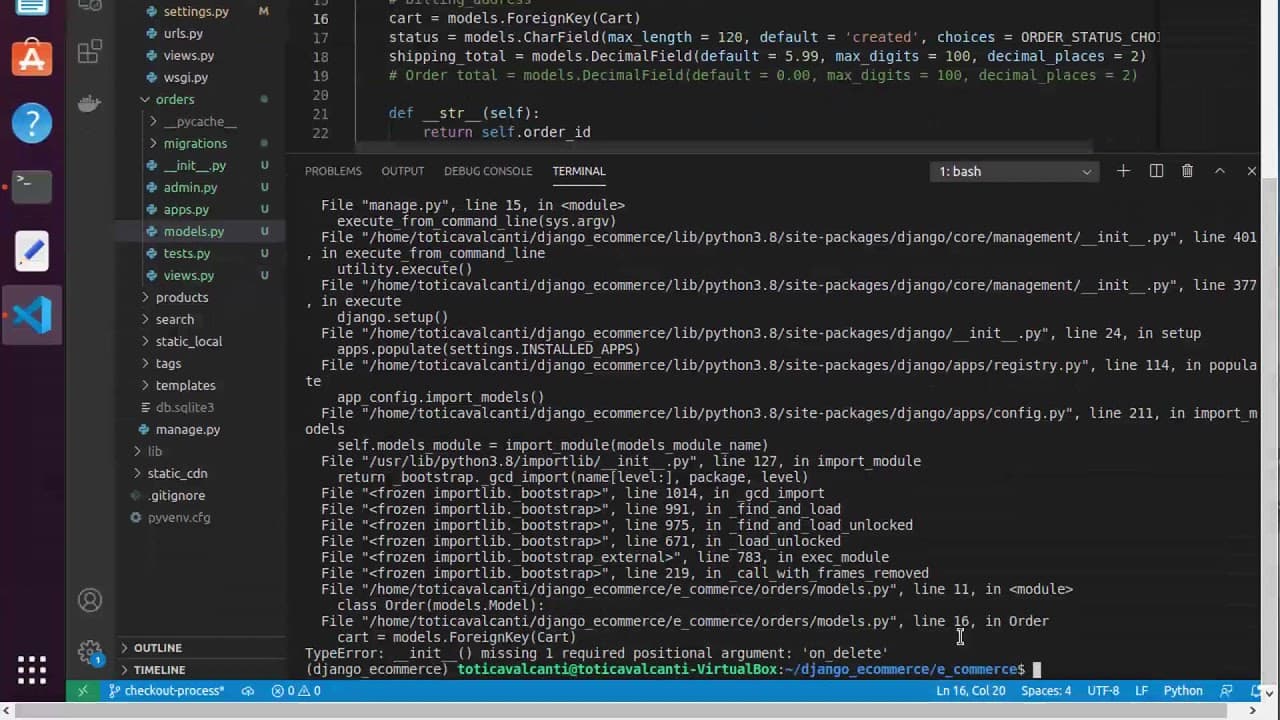 Aula 49 - Loja Online - Django - Processo de Checkout