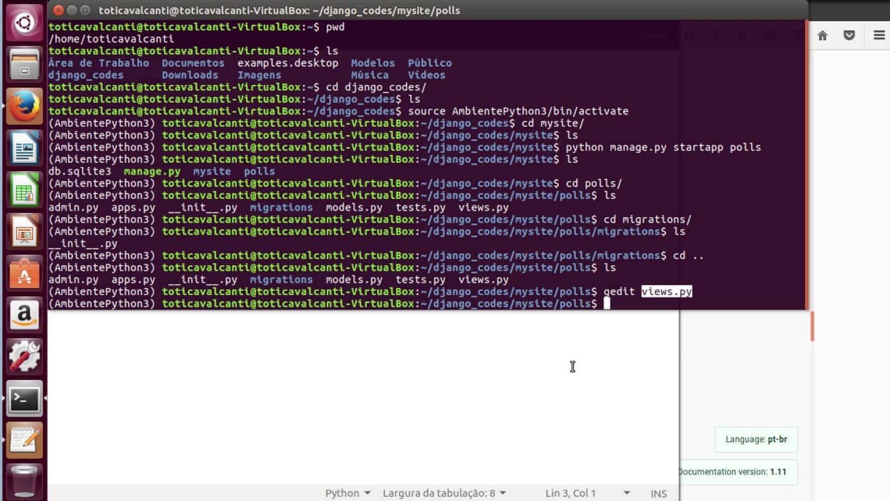 Aula 04 - Criando uma primeira aplicação com Django no Ubuntu (continuação)
